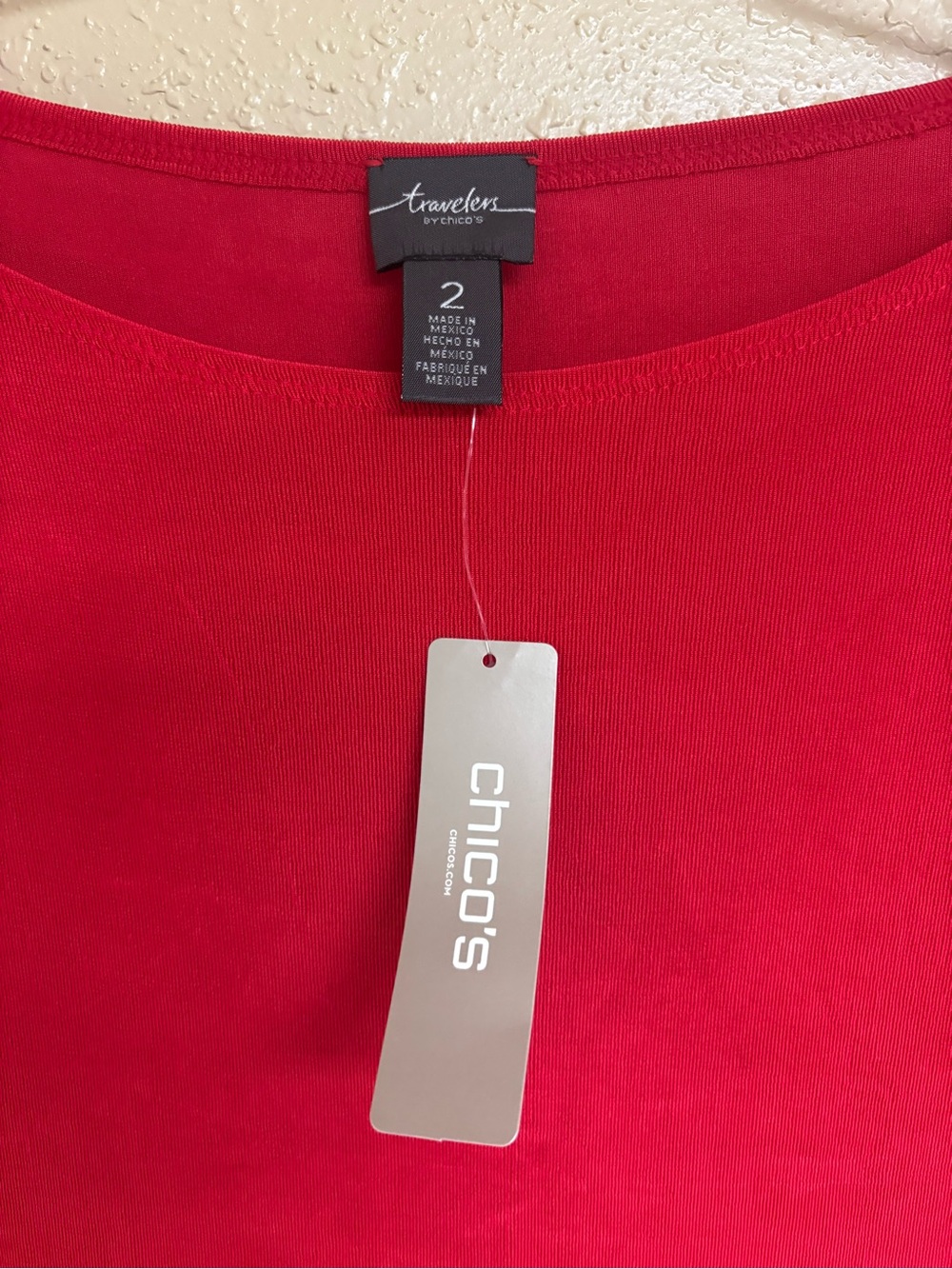 Chico's Bright Red Long Sleeve Scoop Neck Top - Picture 4 of 5